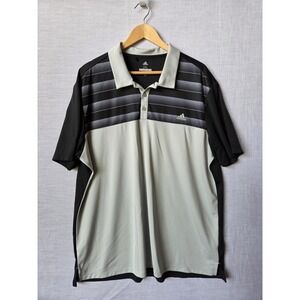 ADIDAS Polo Shirt Mens 2XL Golf Performance Sport Stretch Casual Black Gray